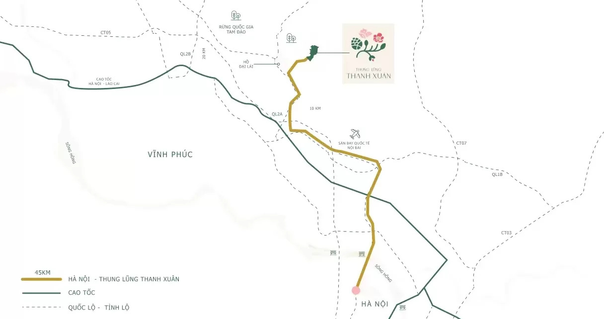 Vị trí dự án Thung Lũng Thanh Xuân Valley
